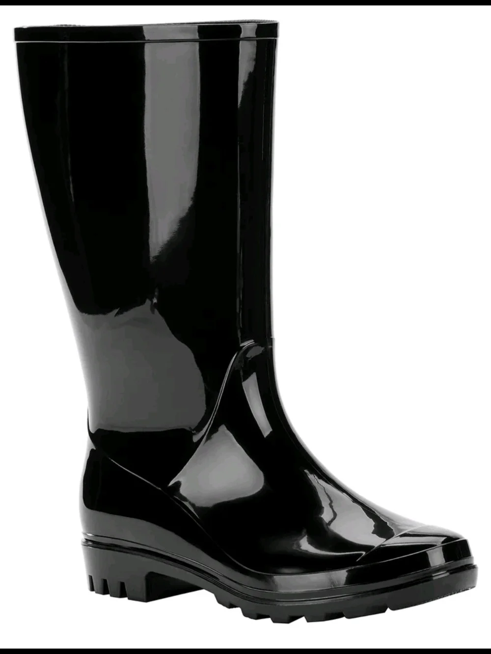 Time and Tru Black Glossy Rain Boots